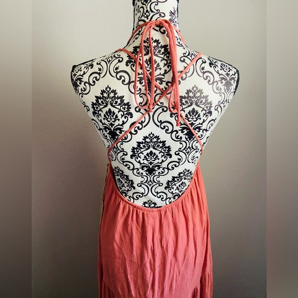 PPLA pleated pink open tie back maxi dress - Picture 7 of 10